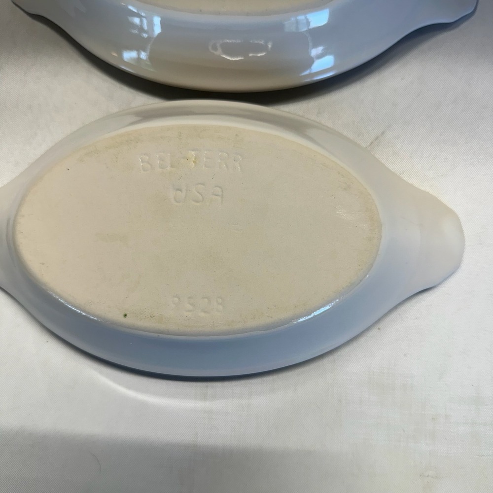 Vintage Set of 4 Bel-Terr USA 9528 White Stoneware Oval Au Gratin Baking Dishes - Picture 4 of 7